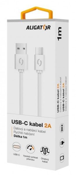 ALIGATOR Dátový kábel 2A, USB-C biely 