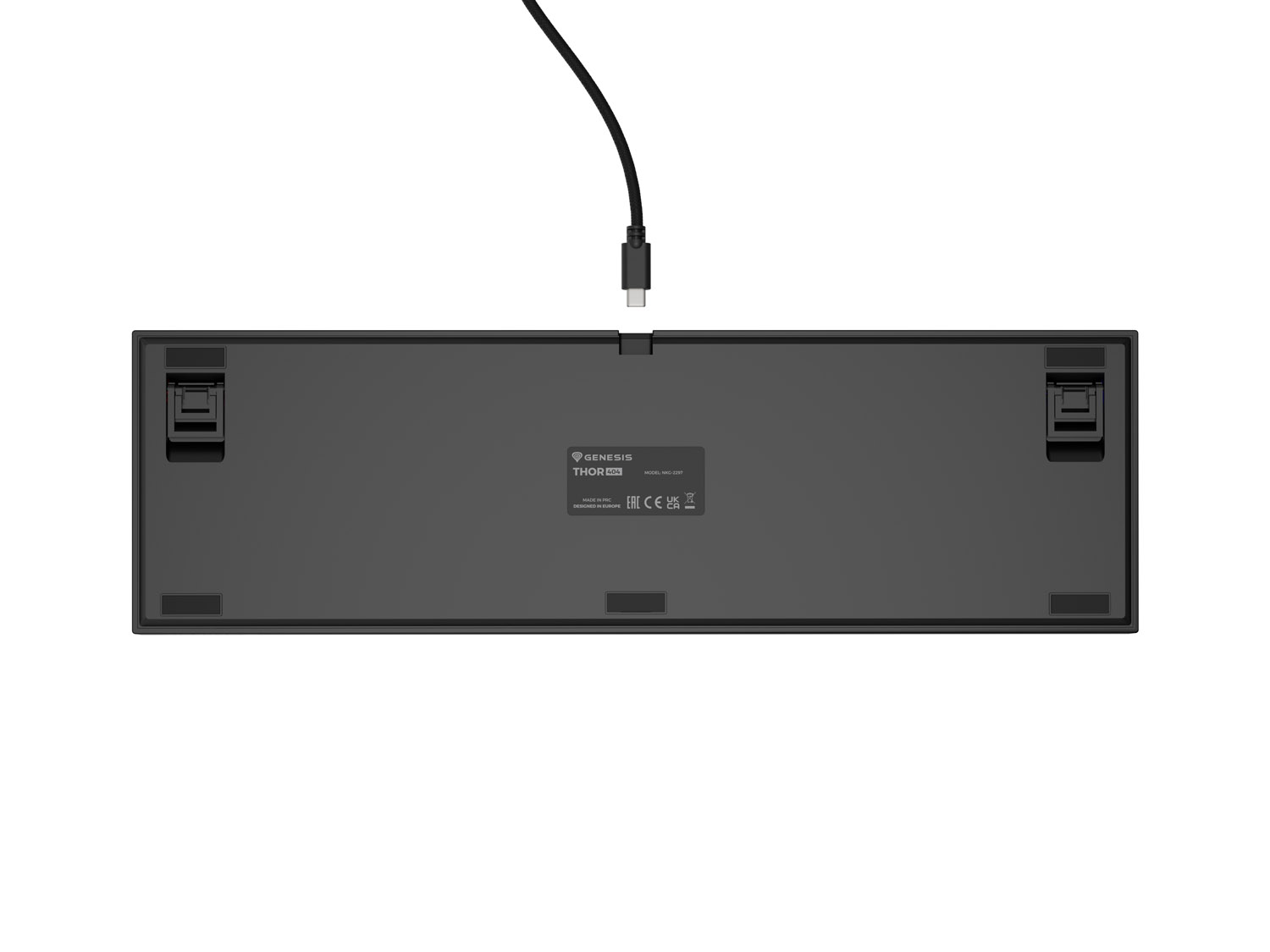 Herná mechanická klávesnica Genesis THOR 404/ RGB/ Gateron Yellow Pro/ Drôtové USB-A/ US layout/ Čierna 