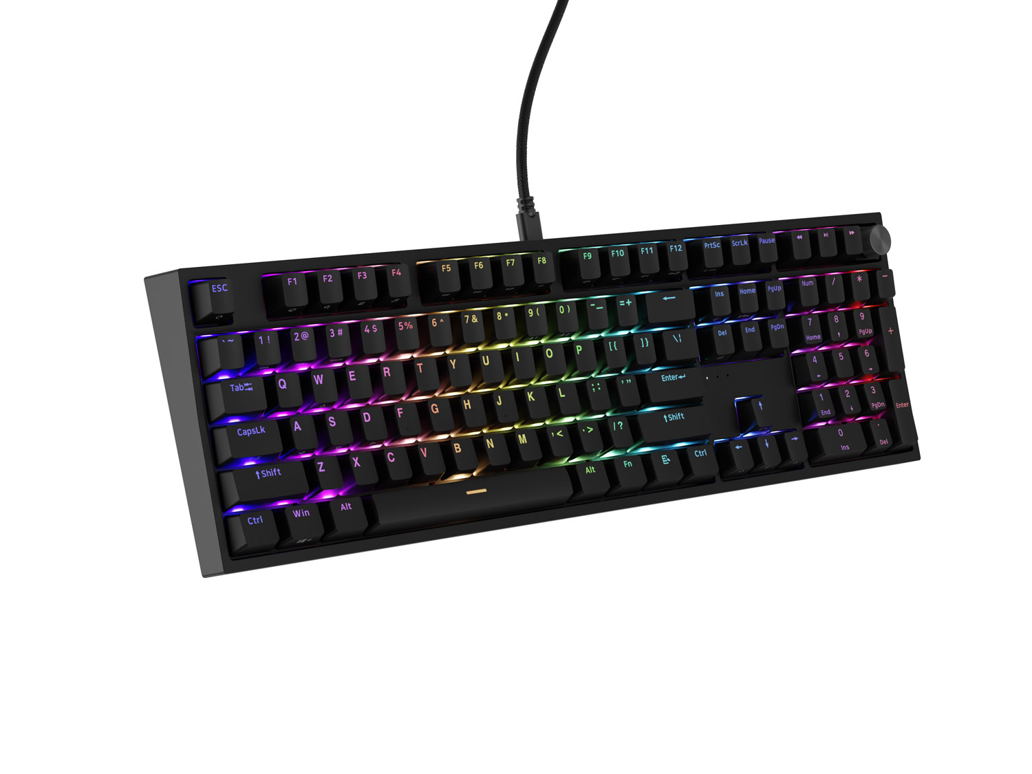 Herná mechanická klávesnica Genesis THOR 404/ RGB/ Gateron Yellow Pro/ Drôtové USB-A/ US layout/ Čierna 