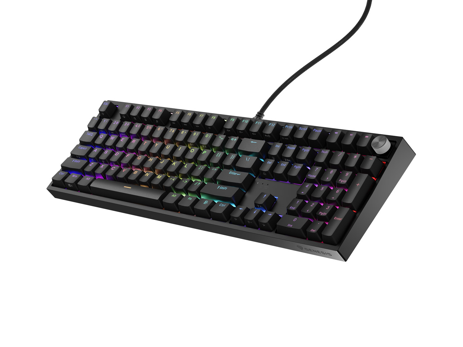 Herná mechanická klávesnica Genesis THOR 404/ RGB/ Gateron Yellow Pro/ Drôtové USB-A/ US layout/ Čierna 