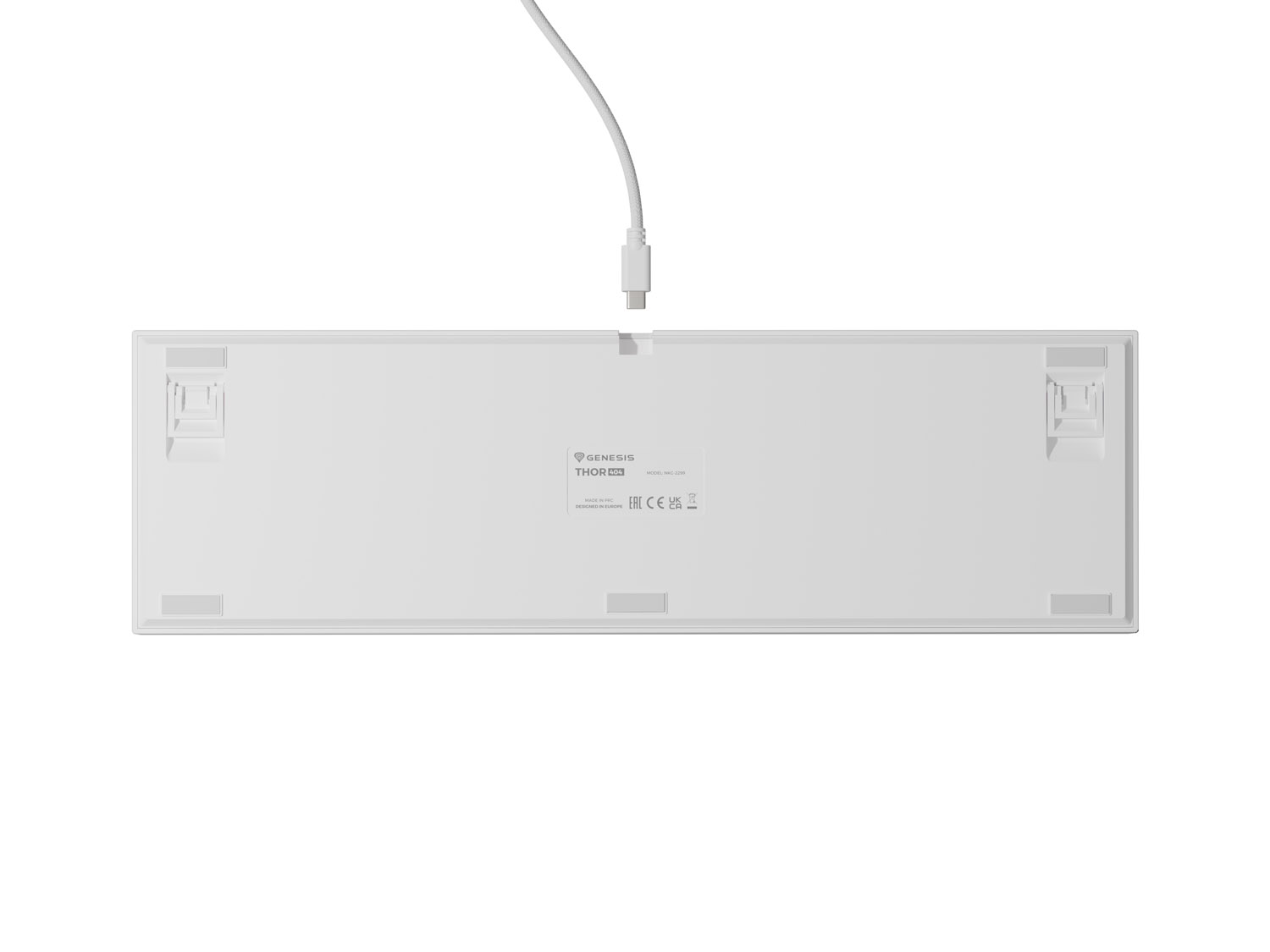 Herná mechanická klávesnica Genesis THOR 404/ RGB/ Gateron Yellow Pro/ Drôtové USB-A/ US layout/ Biela 