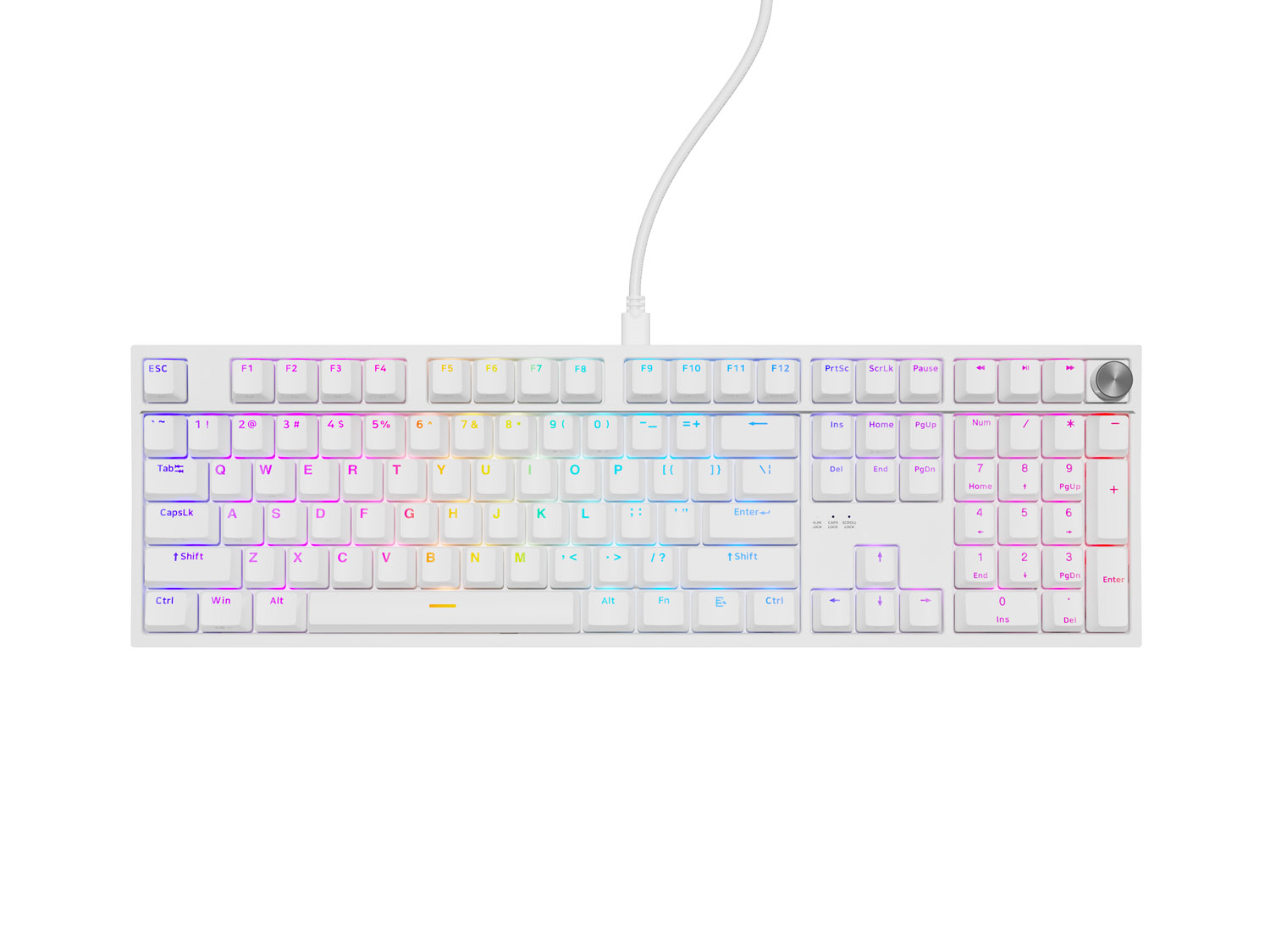 Herná mechanická klávesnica Genesis THOR 404/ RGB/ Outemu Peach Silent/ Drôtové USB-A/ US layout/ Biela 