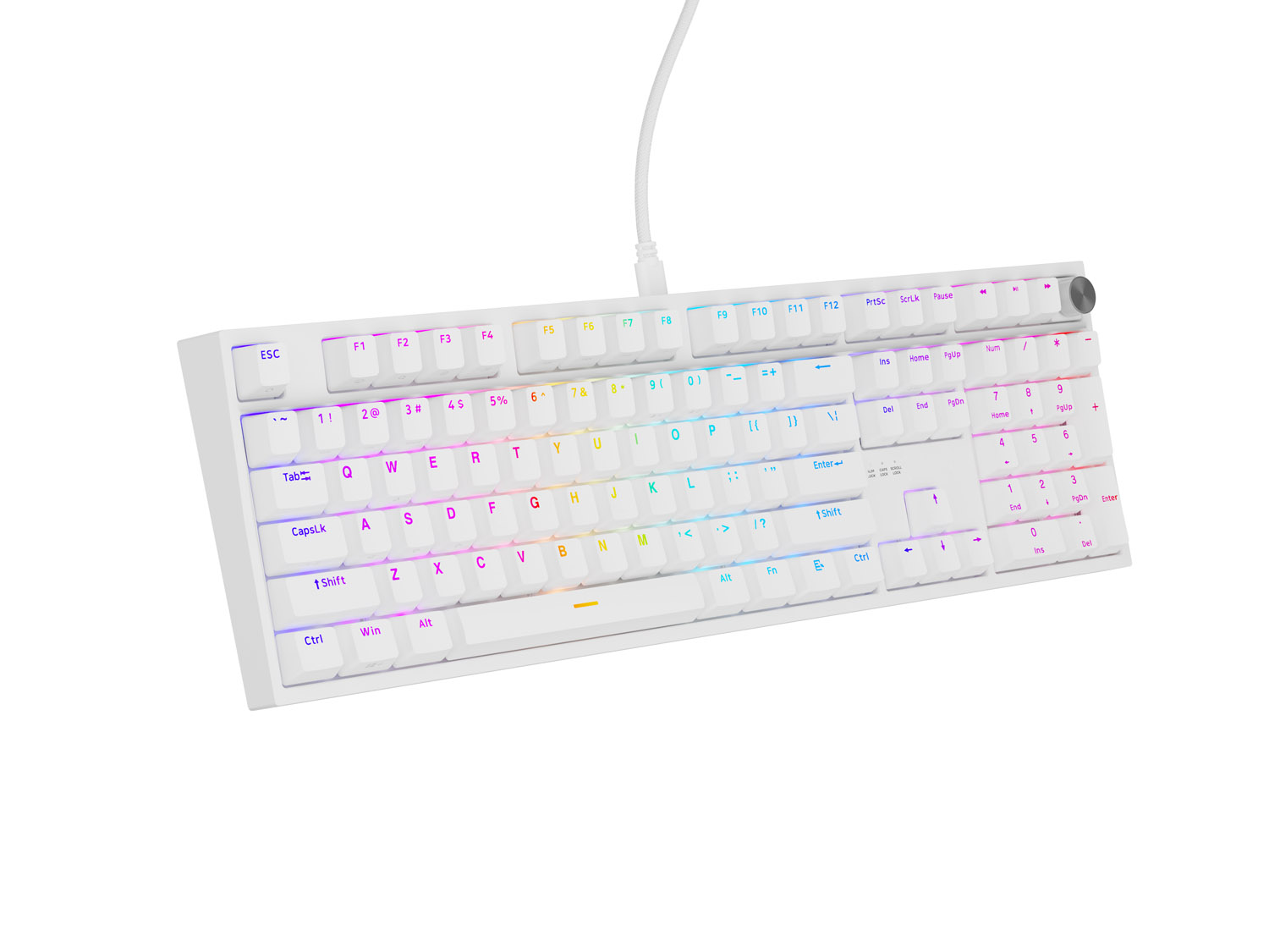 Herná mechanická klávesnica Genesis THOR 404/ RGB/ Outemu Peach Silent/ Drôtové USB-A/ US layout/ Biela 