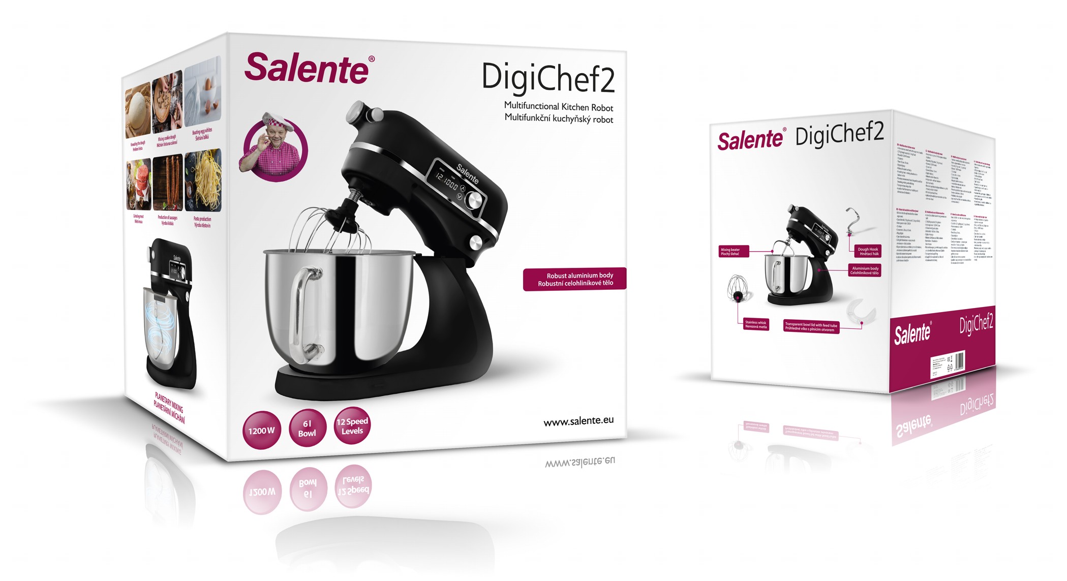 Salente DigiChef2, kuchynský robot, misa 6 litrov, celokovový, digitálny displej, čierny 