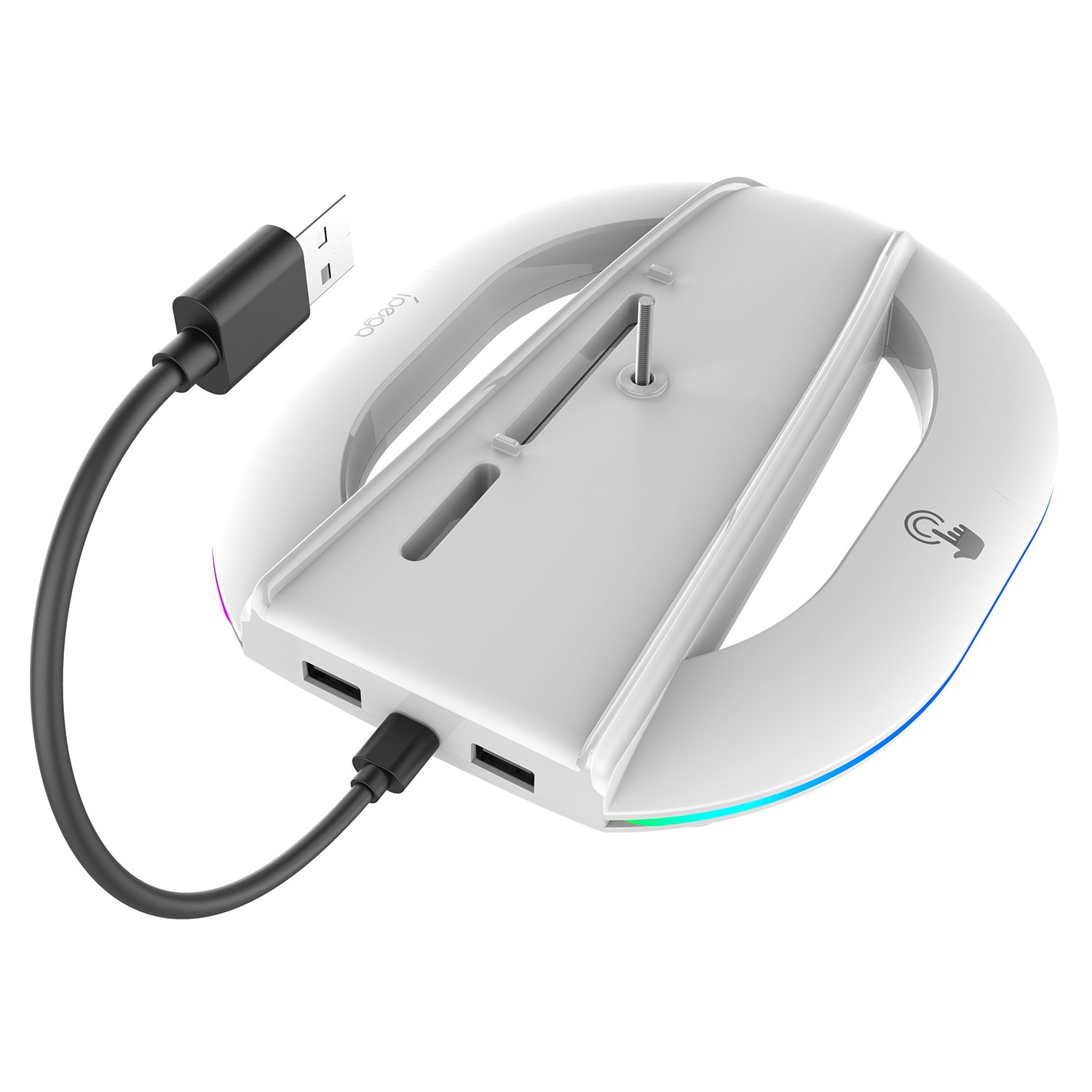iPega P5S035SA Vertikálny Stojan (2xUSB-A) s RGB pre PS5 Slim/ PS5 Pro White 