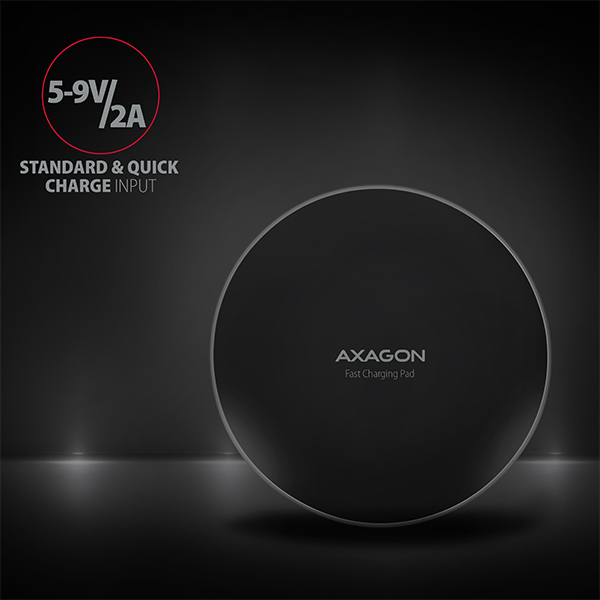 AXAGON WDC-P10T, tenká bezdrôtová rýchlonabíjačka, Qi 5/ 7.5/ 10W, micro USB 