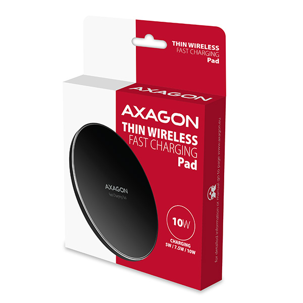 AXAGON WDC-P10T, tenká bezdrôtová rýchlonabíjačka, Qi 5/ 7.5/ 10W, micro USB 