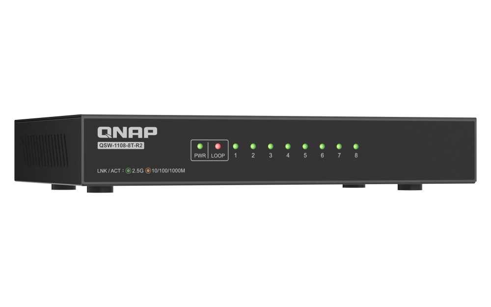 QNAP switch QSW-1108-8T-R2 (8x 2, 5GbE port, pasívne chladenie, podpora 100M/ 1G/ 2, 5G) 