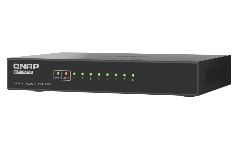 QNAP switch QSW-1108-8T-R2 (8x 2, 5GbE port, pasívne chladenie, podpora 100M/ 1G/ 2, 5G) 