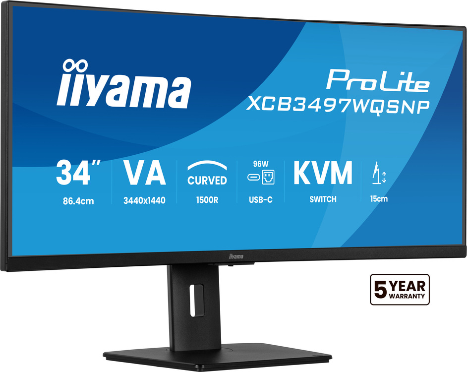 iiyama ProLite/ XCB3497WQSNP-B1/ 34"/ VA/ wQHD/ 120Hz/ 0, 4ms/ Black/ 3R 