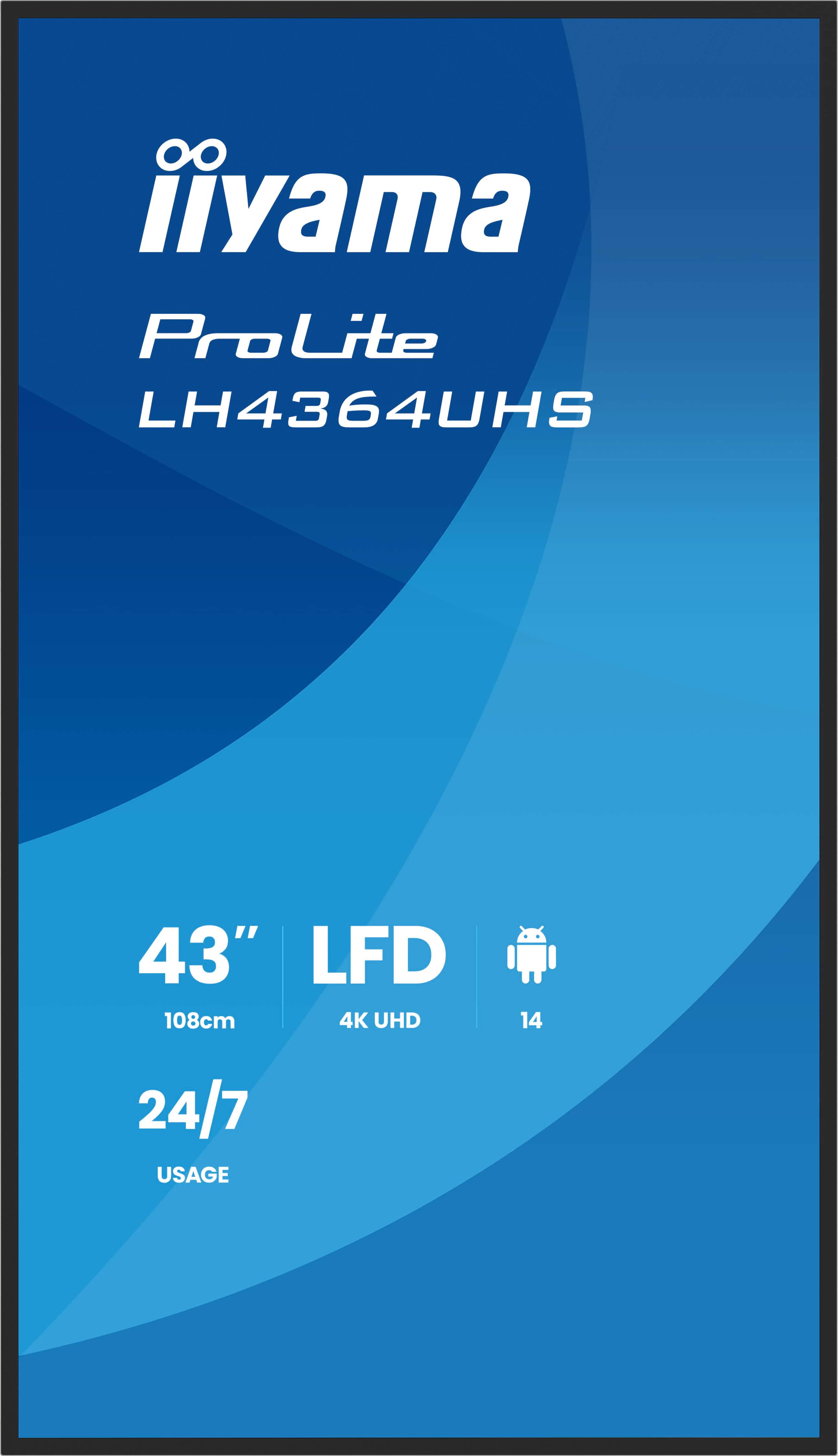 43" iiyama LH4364UHS-B1AG:VA, 4K UHD, Android, 24/ 7 