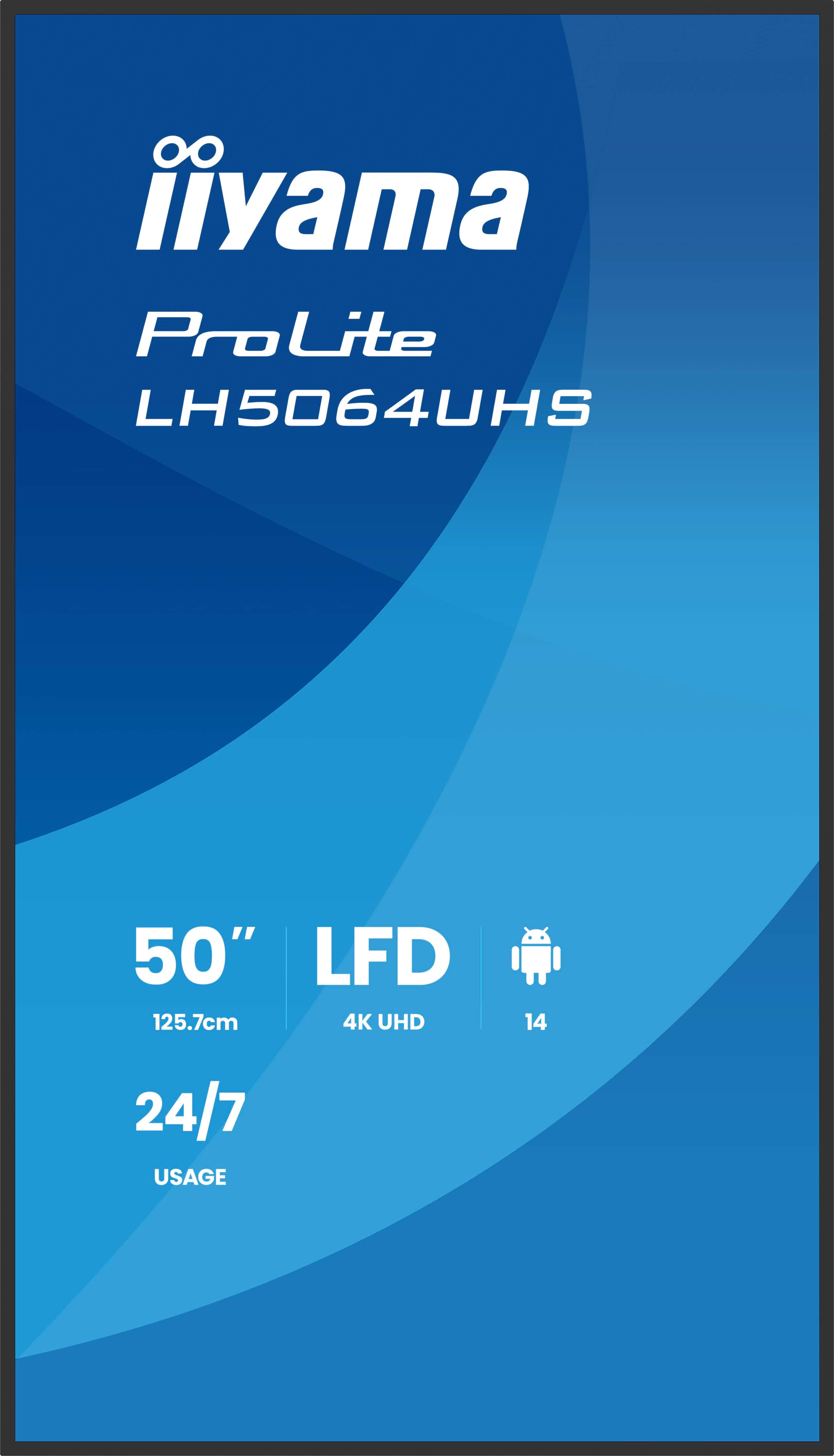 50" iiyama LH5064UHS-B1AG:VA, 4K UHD, Android, 24/ 7 