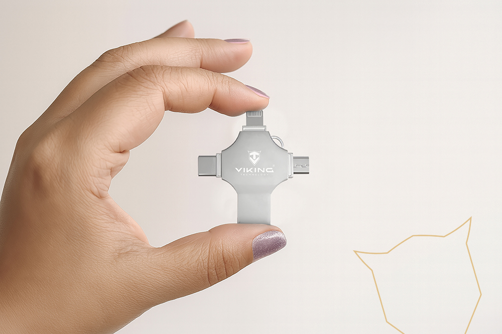 Viking 4v1/ Flash USB/ 16GB/ USB 3.0/ USB-A + USB-C/ + Adaptér/ Strieborná 