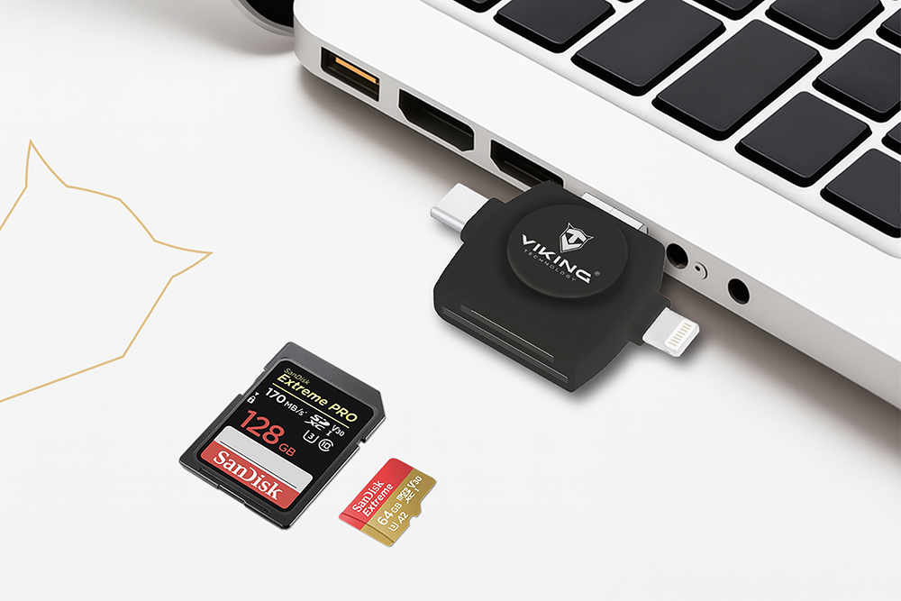VIKING ČÍTAČKA PAMÄŤOVÝCH KARIET V4 USB3.0 4V1 čierna 