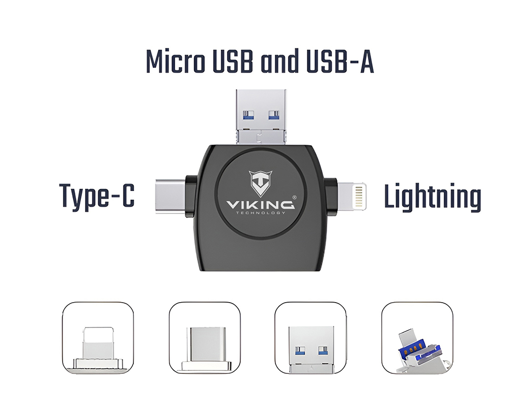 VIKING ČÍTAČKA PAMÄŤOVÝCH KARIET V4 USB3.0 4V1 čierna 