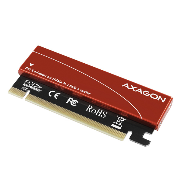 AXAGON PCEM2-S, PCIe x16 - M.2 NVMe M-key slot adaptér, kovový kryt pre pasívne chladenie 