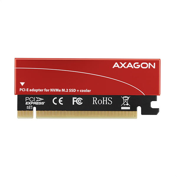 AXAGON PCEM2-S, PCIe x16 - M.2 NVMe M-key slot adaptér, kovový kryt pre pasívne chladenie 