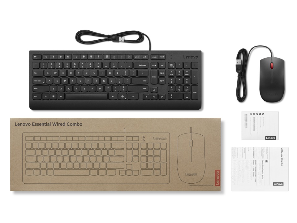 Lenovo Essential Wired Keyboard and Mouse A1 US sE 