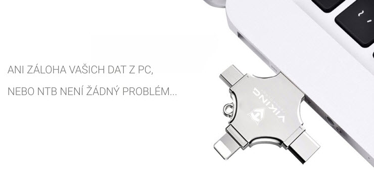 VIKING USB FLASH DISK 16G, 4v1 S KONCOVKOU APPLE LIGHTNING, USB-C, MICRO USB, USB-A 
