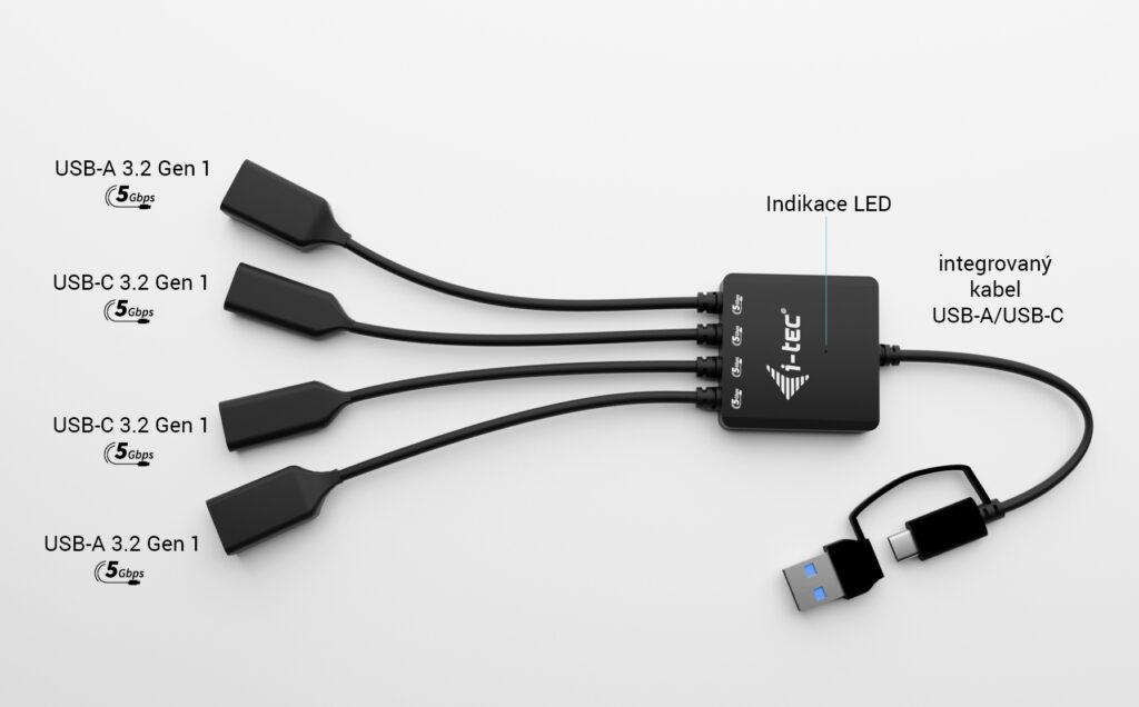 i-tec USB-C/ USB-A Cable HUB 4 port (2x USB-C, 2x USB-A) 