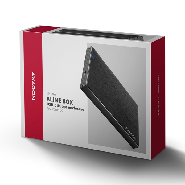 AXAGON EE25-XA6C, USB-C 5Gbps - SATA 6G, 2.5" kovový ALINE box 