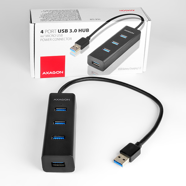 AXAGON HUE-S2B, 4x USB 3.0 CHARGING húb, micro USB napr. konektor, kábel USB-A 30cm 