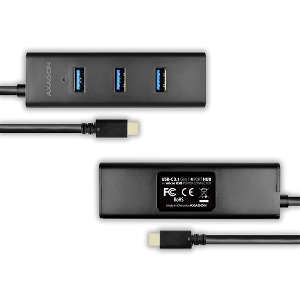 AXAGON HUE-S2C, 4x USB 3.0 CHARGING húb, micro USB napr. konektor, kábel USB-C 40cm 