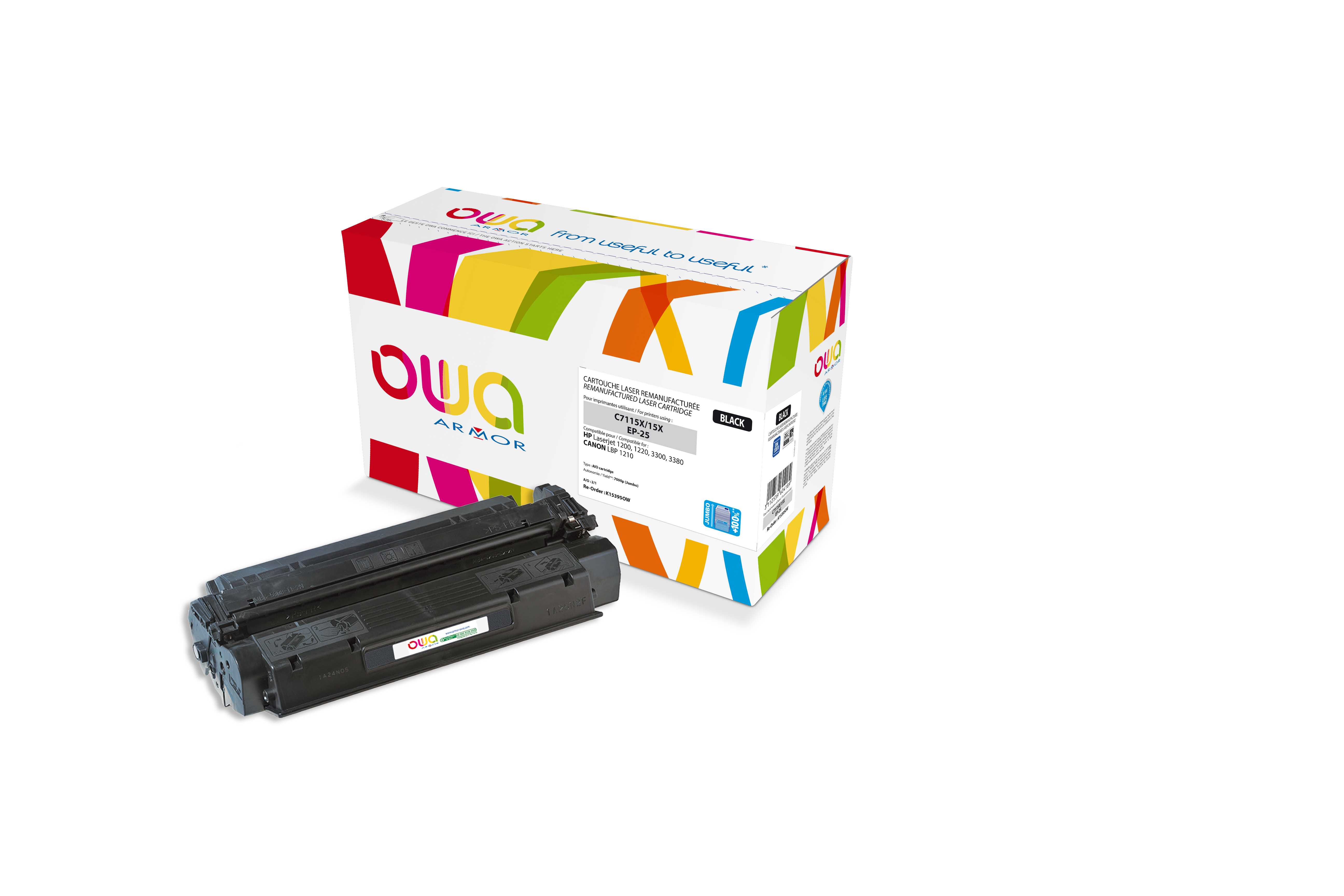 OWA Armor toner kompatibilný HP LJ1200, C7115X, 7000st, JUMBO, čierna/ black 