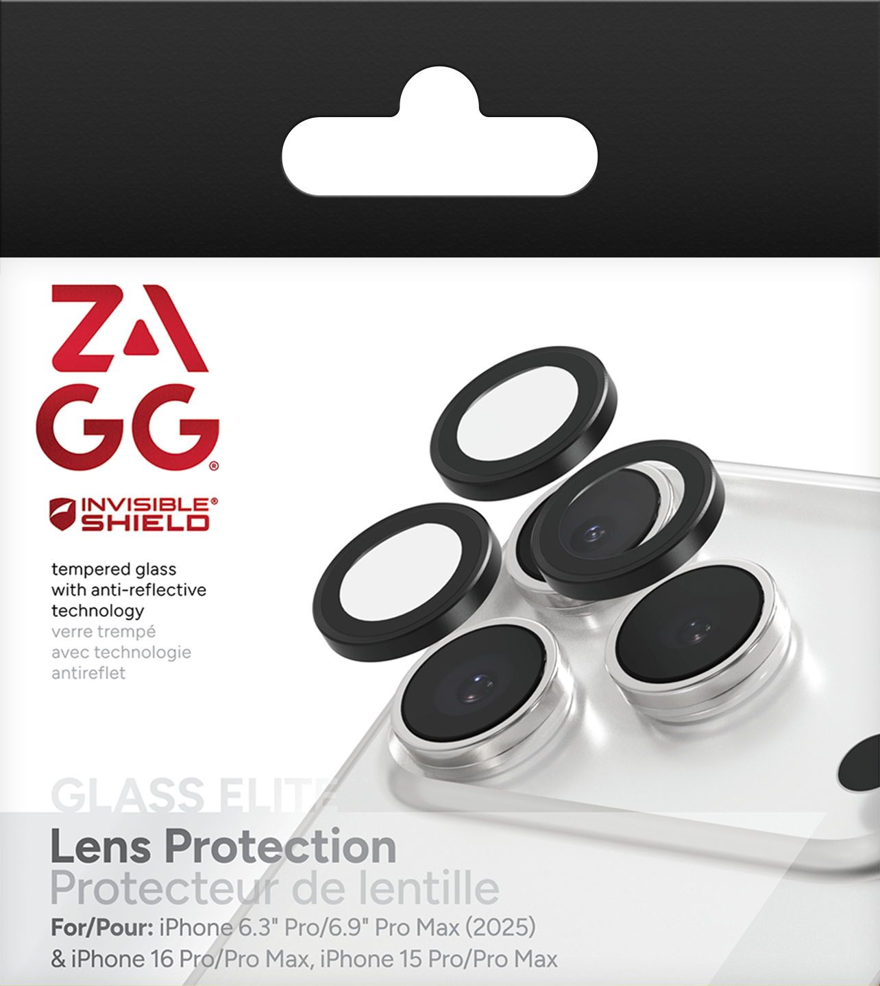 ZAGG Ochranná šošovka Premium pre Apple 17 Pro/ 17 Pro Max/ 16 Pro/ 16 Pro Max/ 15 Pro/ 15 Pro Max - čierna 