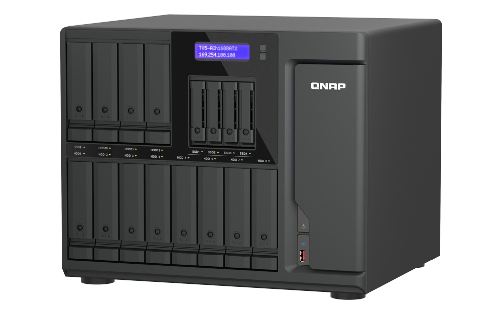 QNAP TVS-AIh1688ATX-U7-32G (Ultra 7, ZFS, 32GB DDR5 ECC RAM, 12x 3, 5" + 4x 2, 5", 2x 2, 5GbE, 2x 10GbE) 