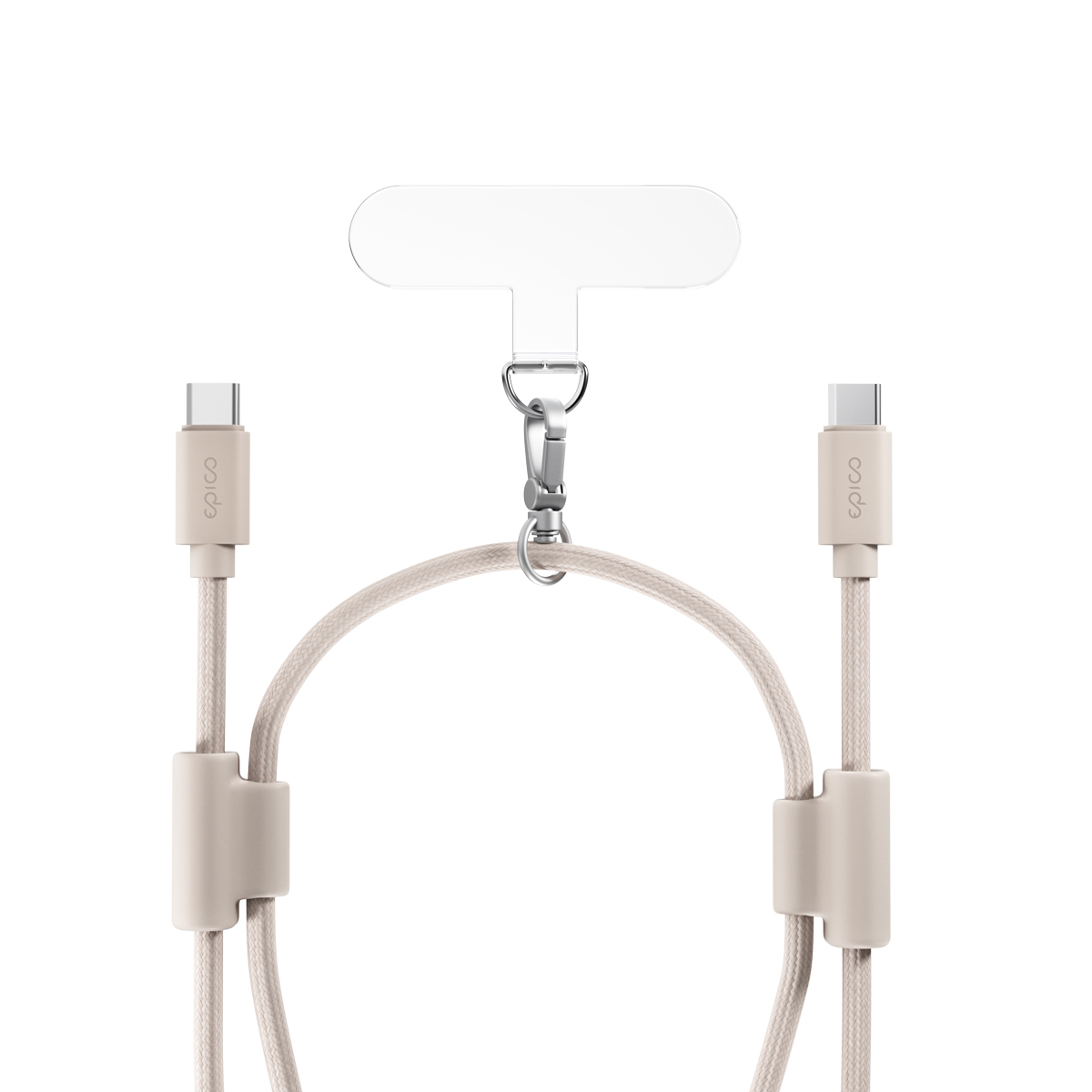 Epico šnúrka na telefón s USB-C káblom - béžová 