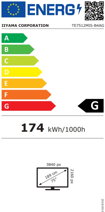 75" iiyama TE7512MIS-B4AG: IPS, 4K, 40P, USB-C 