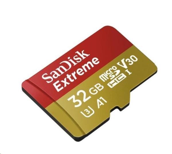 Karta SanDisk MicroSDHC 32GB Extreme (100MB/ s,  Class 10,  UHS-I U3 V30) + adaptér2