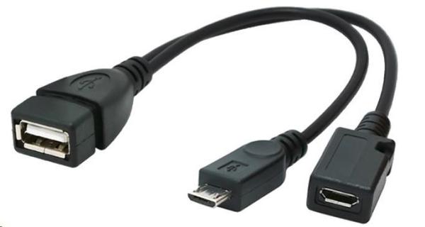 GEMBIRD kábel CABLEXPERT USB AF/ micro BM + micro BF,  OTG + nabíjanie,  15 cm,  pre tablety a smartfóny