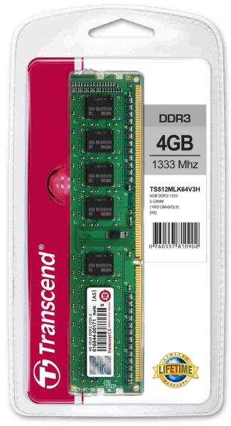 DDR3 DIMM 4GB 1333MHz TRANSCEND 1Rx8 CL91
