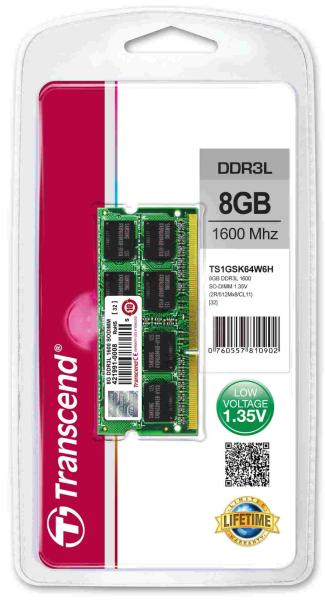 SODIMM DDR3L 8GB 1600MHz TRANSCEND 2Rx8 CL111