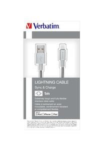 VERBATIM kabel Lightning Sync & Charge Cable 100cm (Silver)1