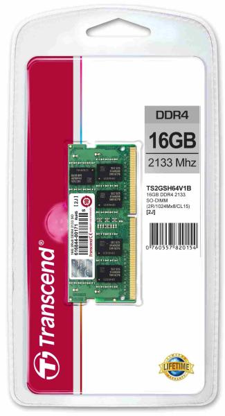 SODIMM DDR4 16GB 2133MHz TRANSCEND 2Rx8 CL15 RETAIL1