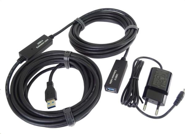 PremiumCord USB 3.0 opakovač a predlžovací kábel A/ M-A/ F 10 m