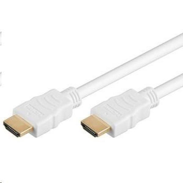 Vysokorýchlostný kábel HDMI + Ethernet PremiumCord,  biely,  pozlátené konektory,  15 m