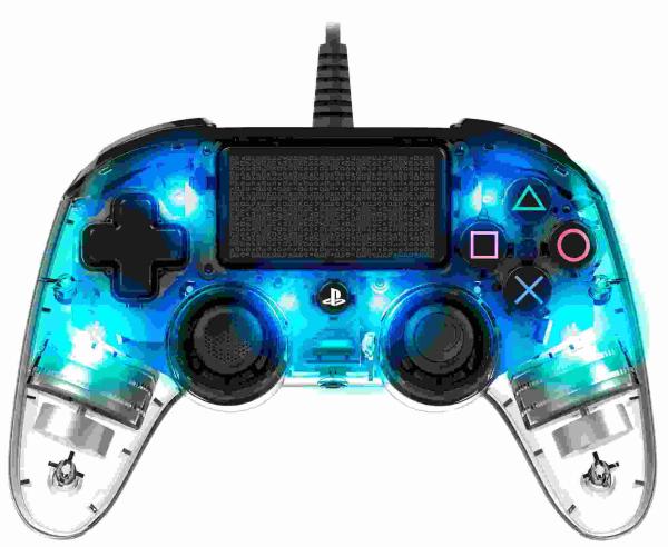 Nacon Wired Compact Controller - ovladač pro PlayStation 4 - průhledný modrý0