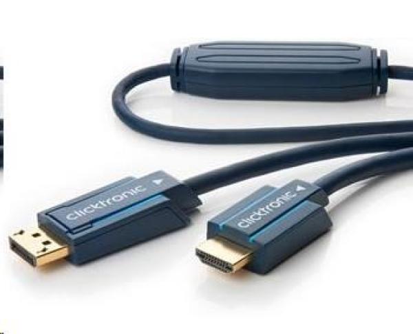 ClickTronic HQ OFC kábel DisplayPort - HDMI typ A,  pozlátený kon.,  3D,  M/ M,  10m