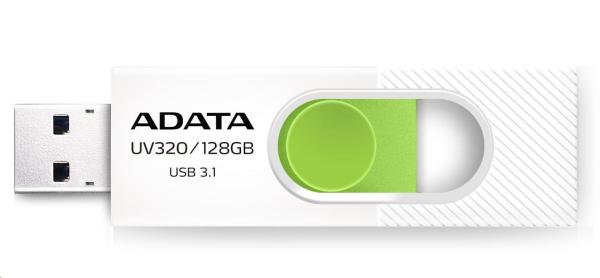 ADATA Flash Disk 64GB UV320,  USB 3.1 Dash Drive,  biela/ zelená