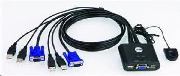 ATEN 2-portový KVM USB mini,  1m káble,  DO