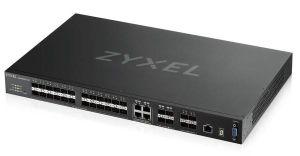 Zyxel XGS4600-32F L3 Managed Switch, 24 port Gig SFP, 4 dual pers.  and 4x 10G SFP+, stackable, dual PSU