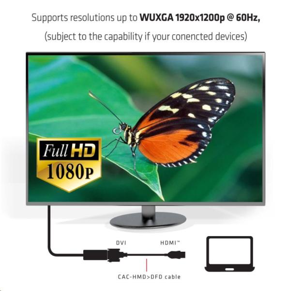 Club3D Pasívny adaptér HDMI na DVI-D s jedným prepojením (M/F), 22 cm4
