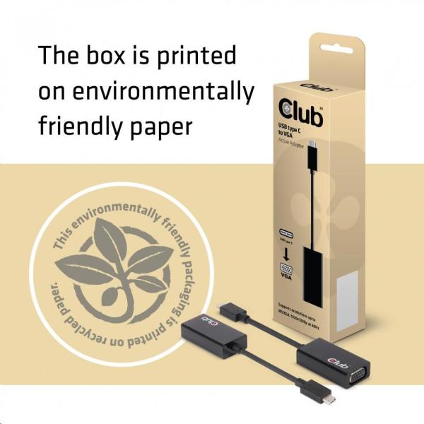 Aktívny USB adaptér Club3D 3.1 typ C na VGA (M/ F),  15 cm5