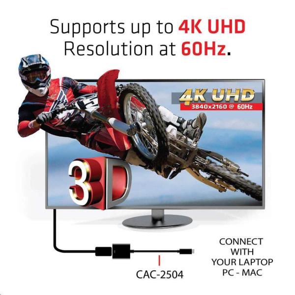 Aktívny USB adaptér Club3D 3.1 Typ C na HDMI 2.0 UHD 4K60Hz HDR,  17 cm5