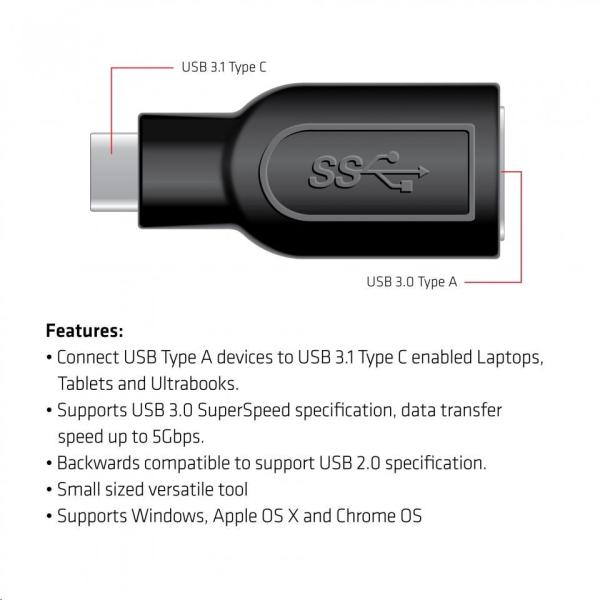 Club3D Redukcia USB 3.1 Type-C na USB 3.0 Typ A (M/ Ž)3