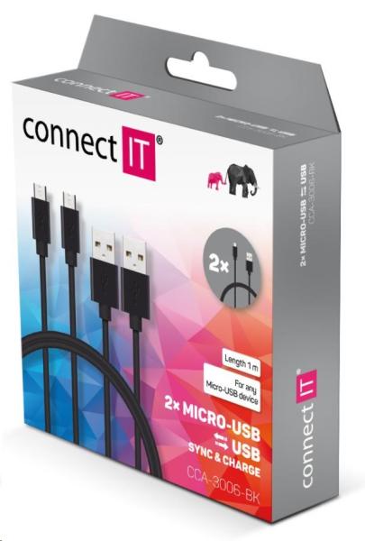 CONNECT IT Wirez Micro USB - USB, čierny, 1 m (2 ks v balení)1